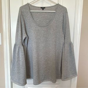 Women’s Hannah Long Bell Sleeve Mottled Heather Gray Soft Scoop Neck Top Size L